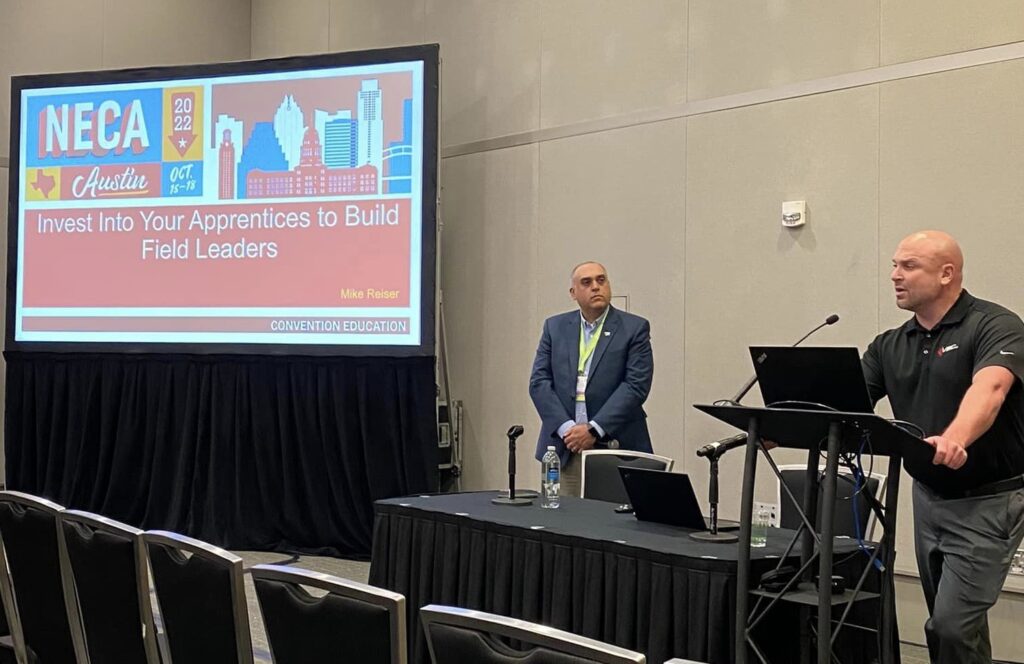 Bruno Frate and Michael Reiser give their presentation at the 2022 NECA Convention in Austin, Texas.. 