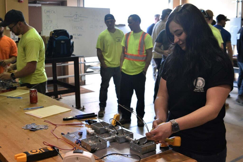 Grace Morrison competes at an electrical competition.