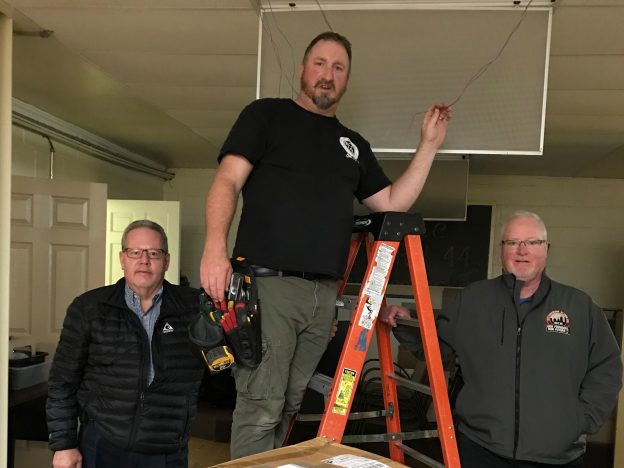 electricians upgrading AMVETS hall