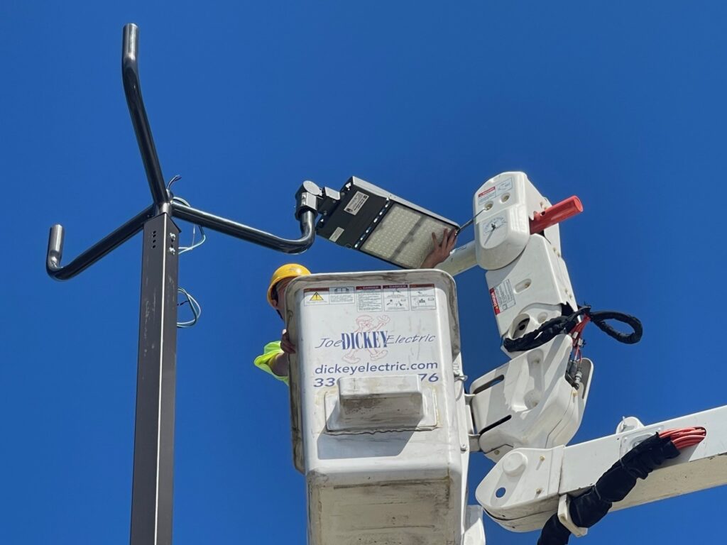 Installing the LED lamps for light pole.