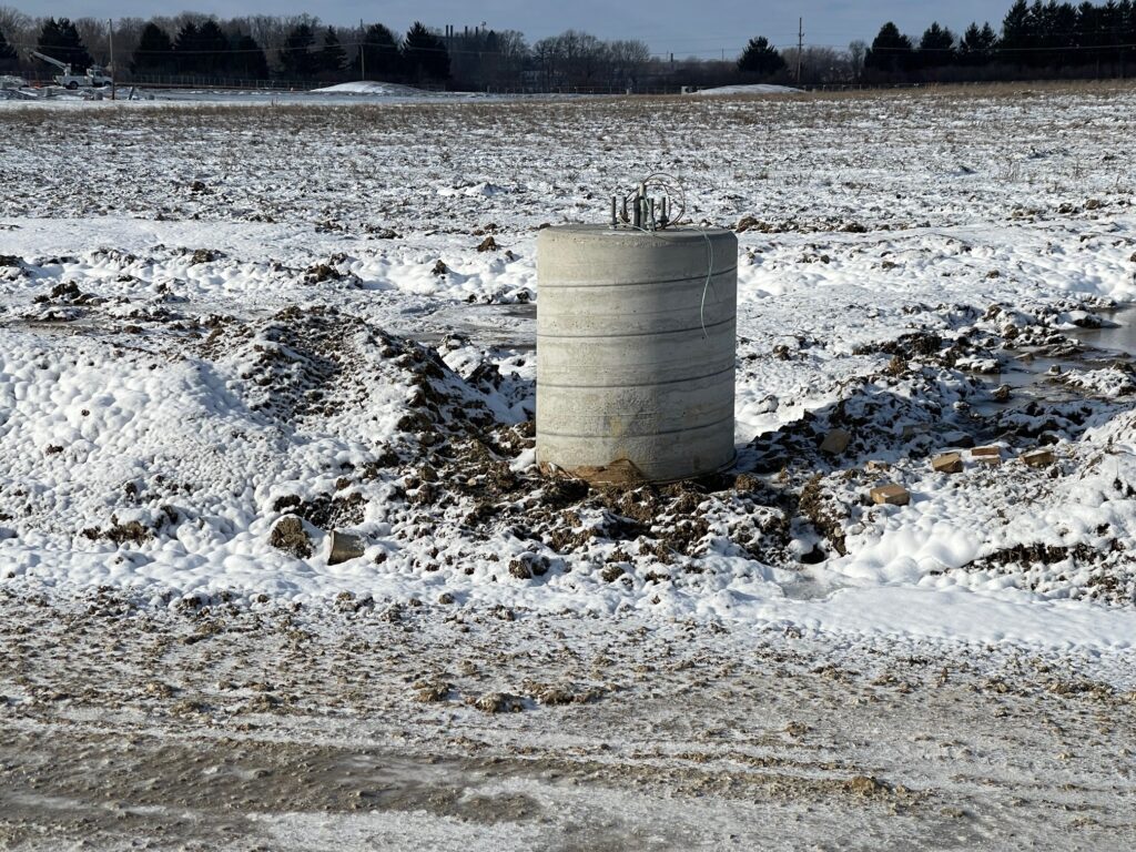Light pole base for the Mercy Health - Champion Emergency Center.