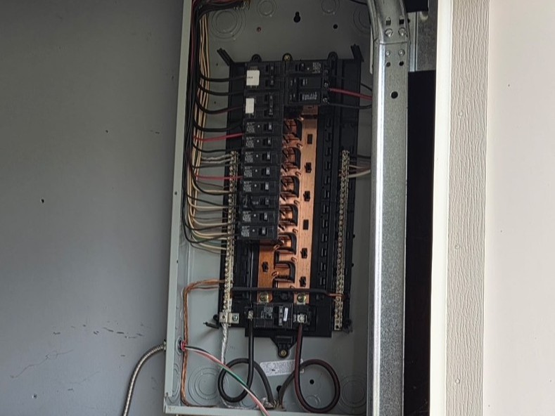 Electrical box inside Austintown home where CR Electric ran power to a shed in the backyard.