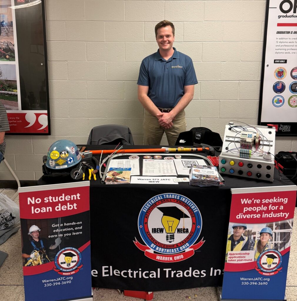 Luke Gale at a career event to promote the electrical trade for the Warren Electrical JATC.