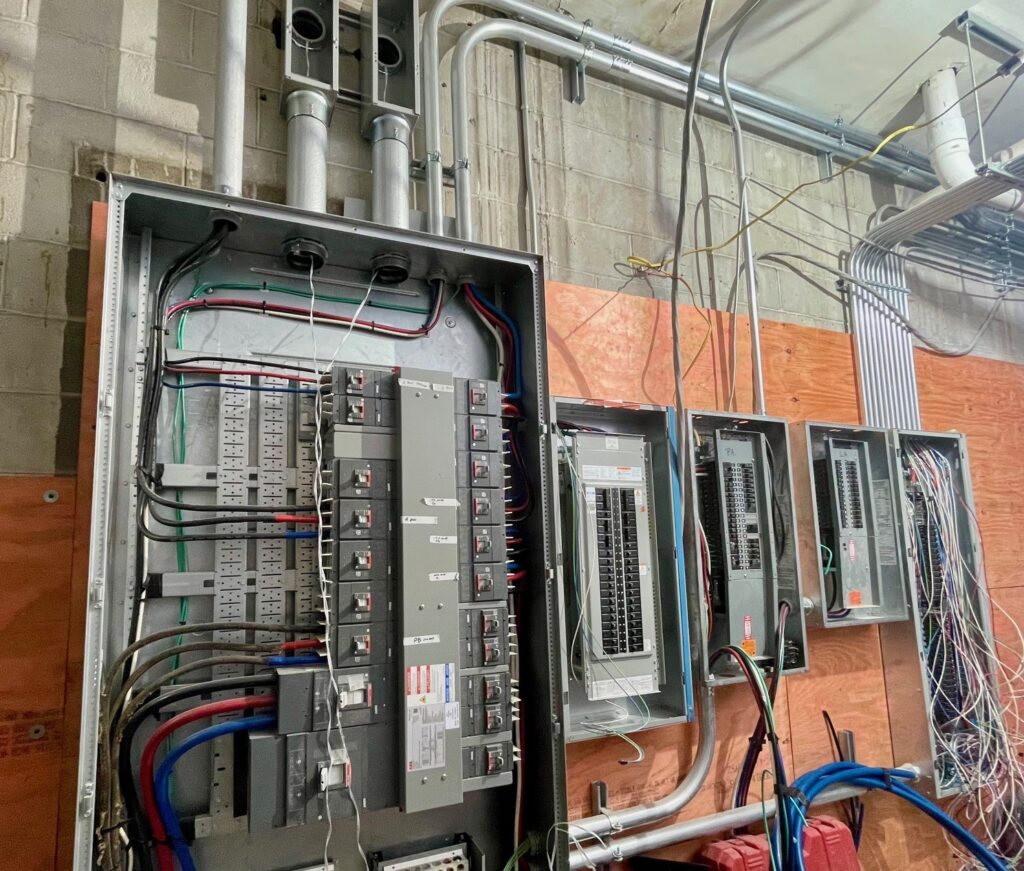 Room where the main distribution panel is set up with the other sub-panels.