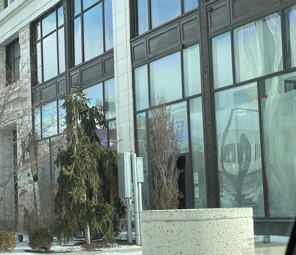 Front of Chase Bank with no signs yet.