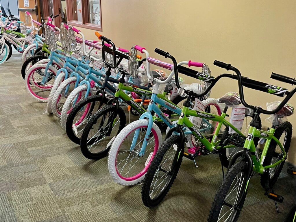 Bikes lining the wall at Trumbull County Children Services.