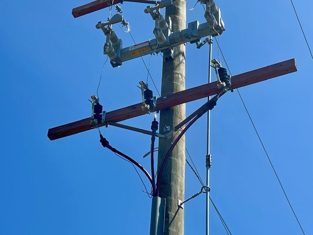 High-voltage set up at CR Electric's pole.