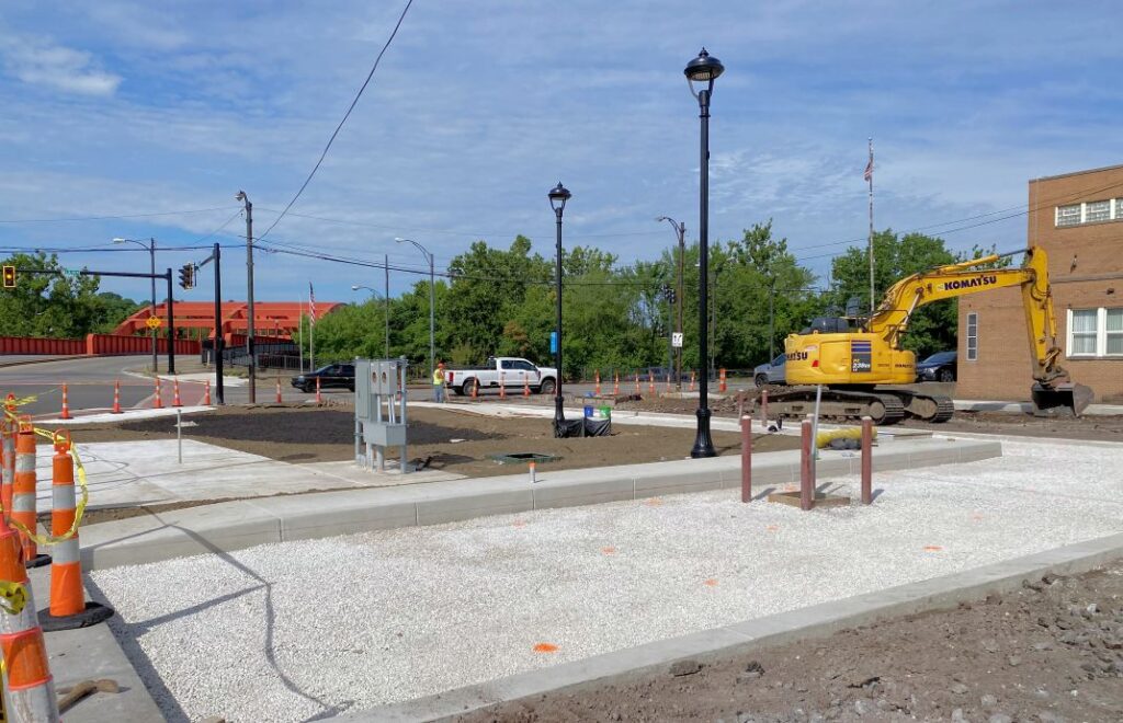 Progress picture of EV charger parking lot in Youngstown.