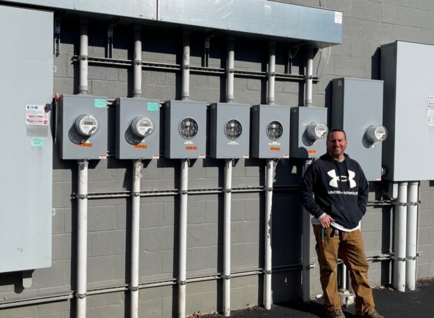 Eric Clayton, of CR Electric in Girard, tested into journeyman electrician after 15,000 hours of work.