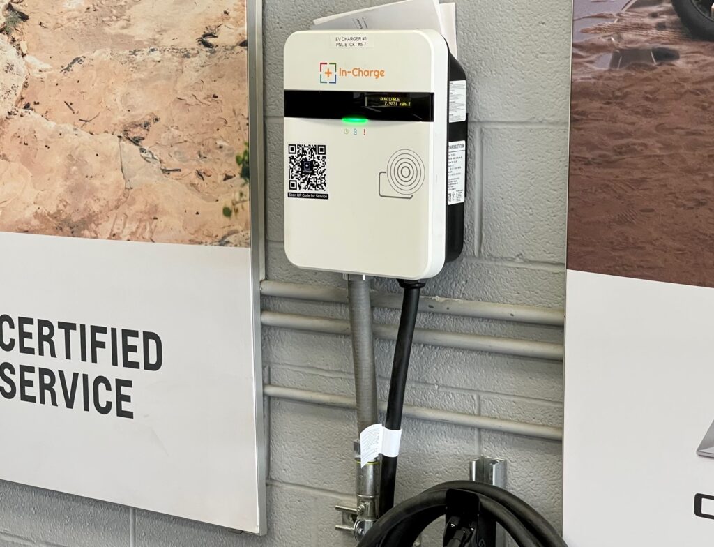 Small EV charger inside Greenwood Chevrolet in Austintown