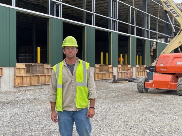 Nick Clemmer, project manager at Liberty Electric, outside Cleveland Steel Container building in Warren.