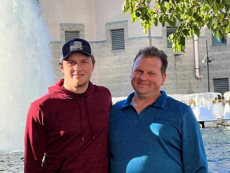 LMCC scholarship winner, Ryan Keir, and his dad, Alan, who's an IBEW Local 64 member and works at Zenith Systems.