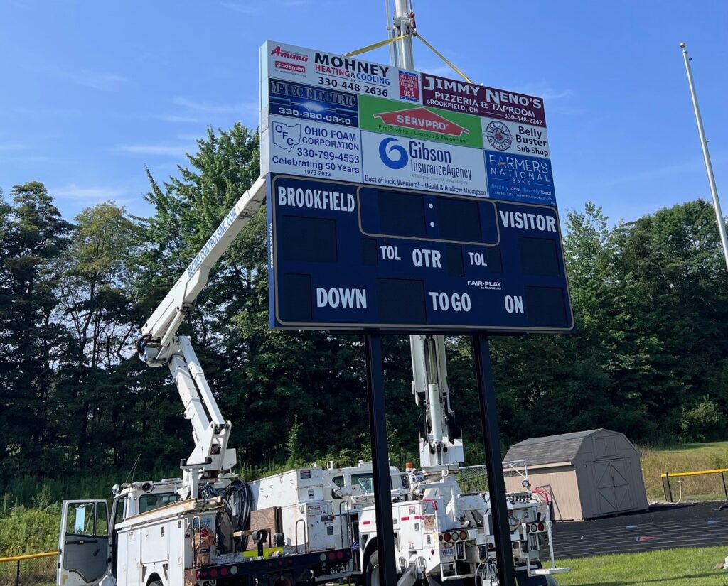 Becdel Controls helped to relocate and set up the scoreboard at Brookfield stadium.