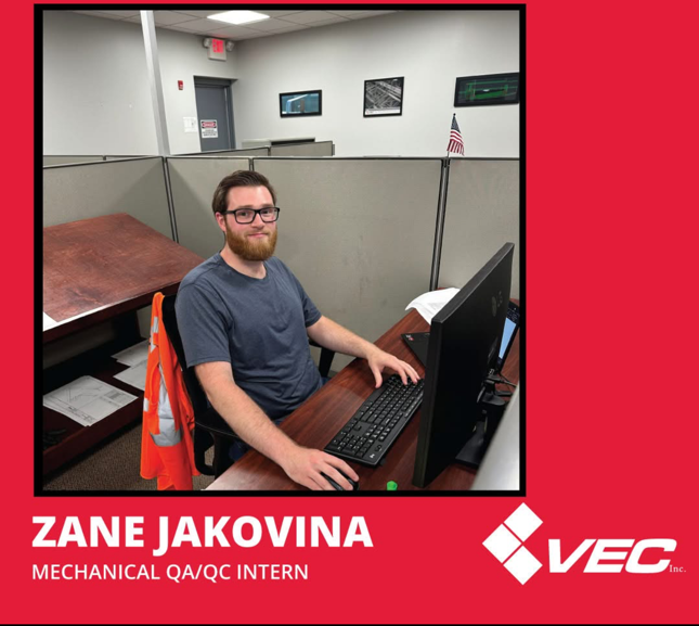 Zane Jakovina, one of the three LMCC scholarship winners in 2025. He has an intership at VEC Inc., one of NECA-IBEW Electrical contractors.