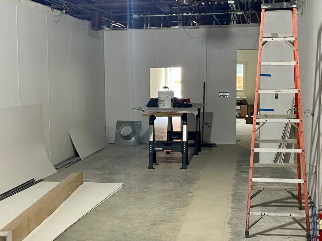 Bakery area of Insomnia Cookies, looking toward the front of the building.