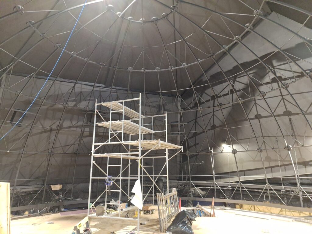 YSU planetarium dome structure being built.